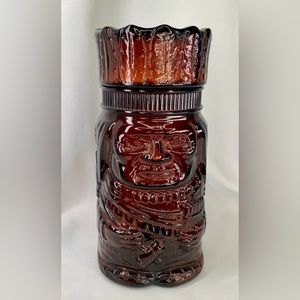 1960"S Native American Indian Chief Sandwich Glass RootBeer Tiki TOTEM Cigar jar